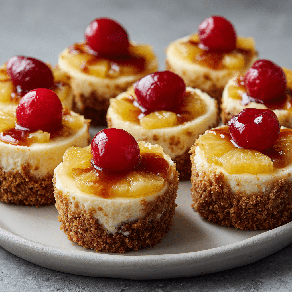Delicious Mini Pineapple Upside-Down Cheesecakes 6 Mini Pineapple Upside-Down Cheesecake
