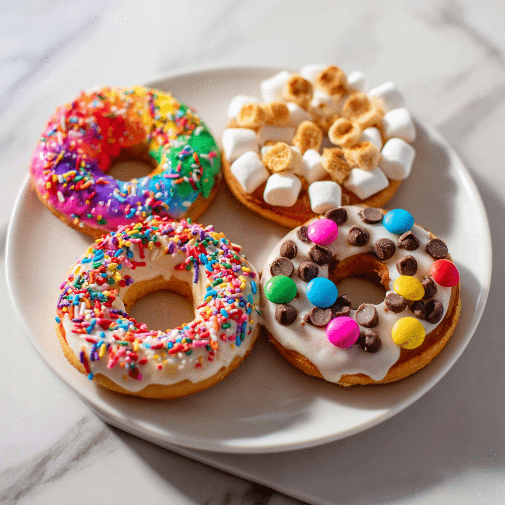 No Bake Apple Donuts – Fun, Healthy, and Easy Fruit Snack Idea! 6 No Bake Apple Donuts topped with cinnamon and apples