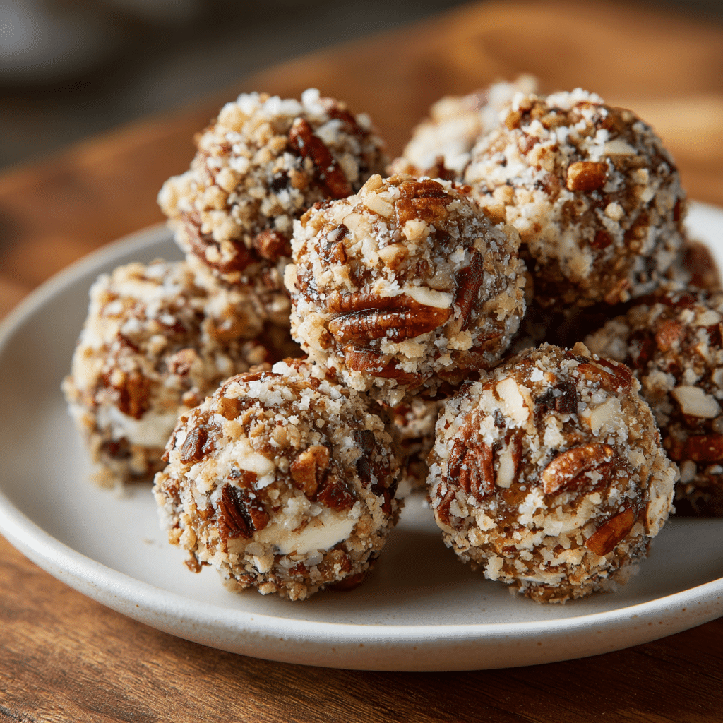 No Bake Pecan Pie Balls – Easy, Creamy & Irresistibly Delicious 6 Delicious No Bake Pecan Pie Balls ready to enjoy as a sweet treat.