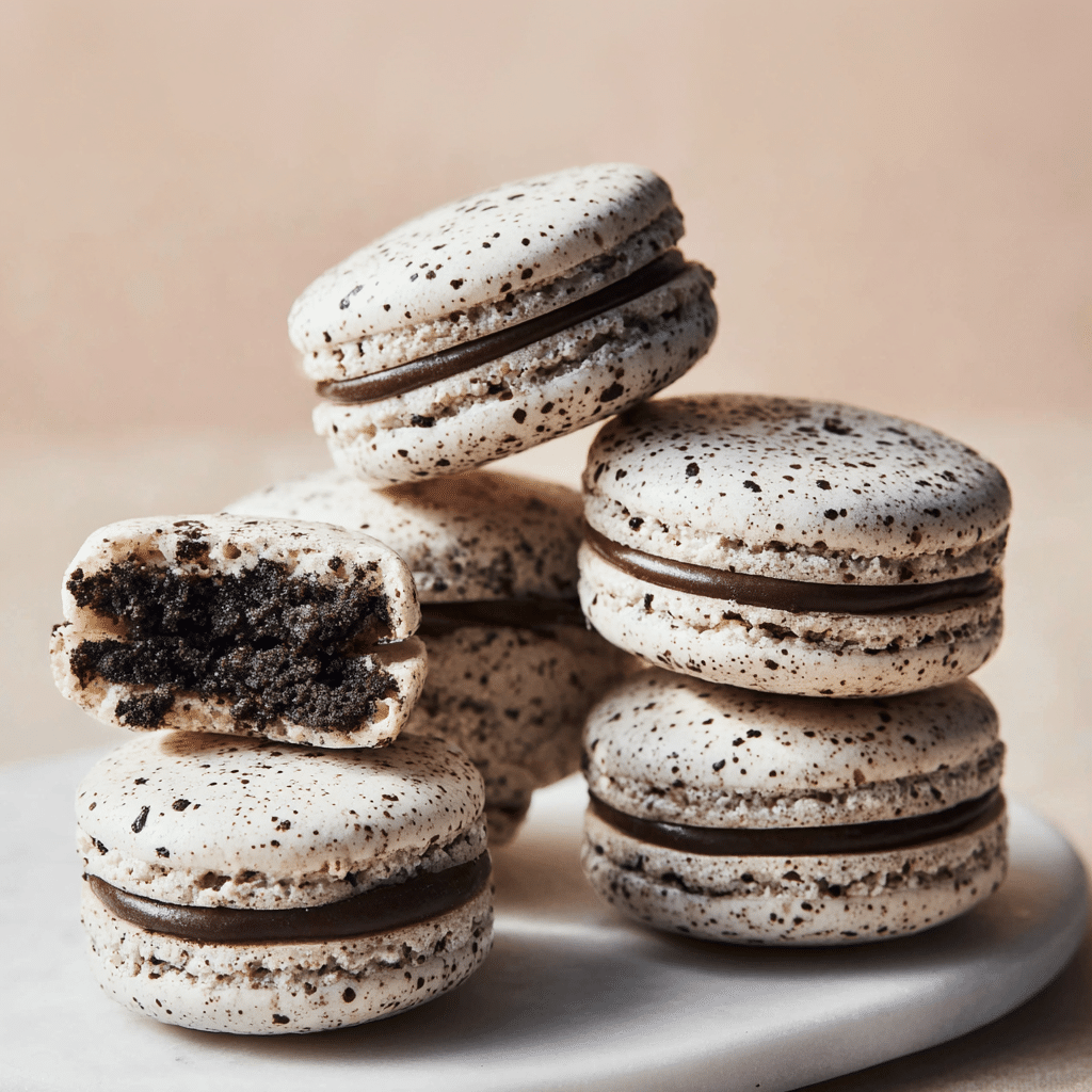 Oreo Macarons: A Delectable Twist on a Classic Treat 5 Delicious homemade Oreo Macarons with a creamy filling