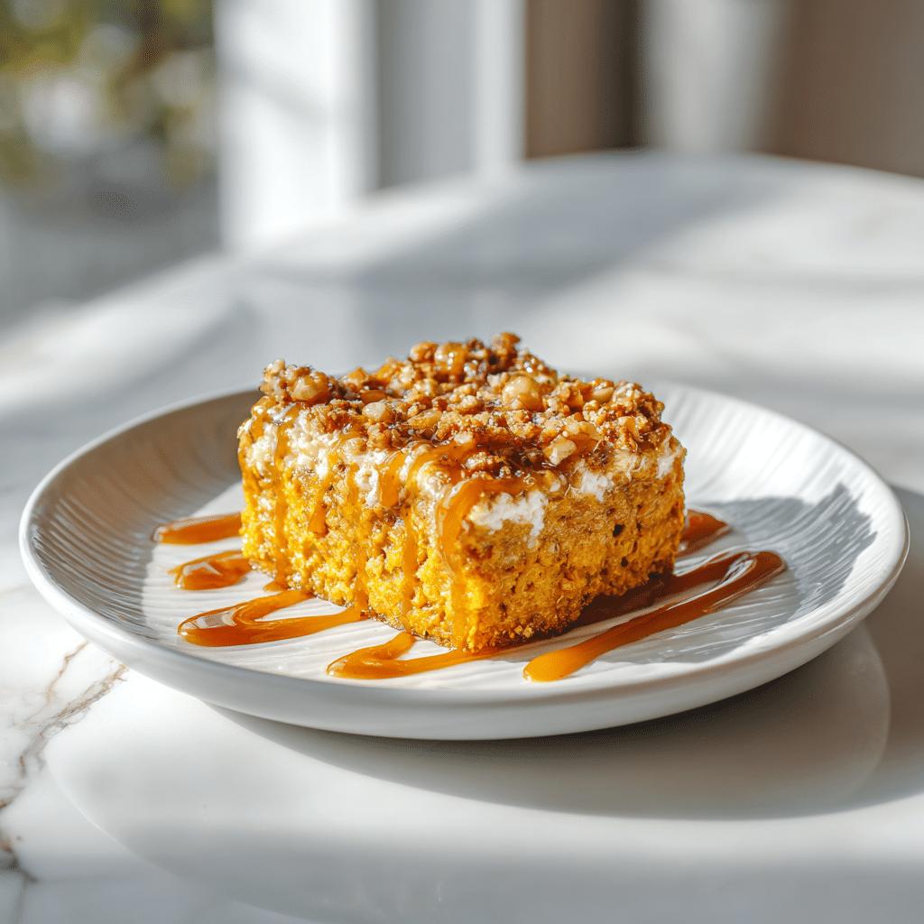 Pumpkin Cottage Cheese Bake – Easy, Healthy & Cozy Fall Recipe 6 Baked pumpkin cottage cheese dish topped with spices and herbs.
