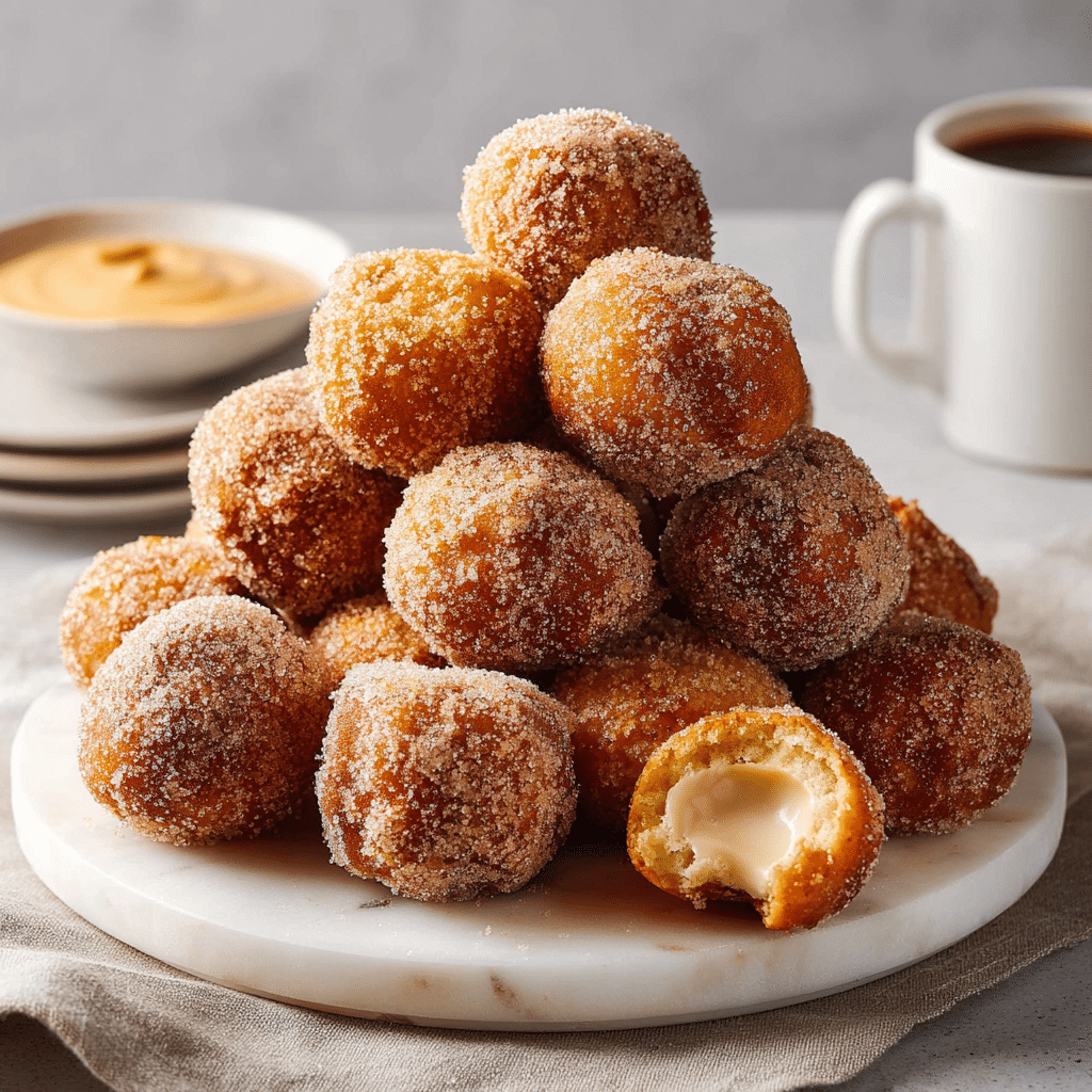Cinnamon Sugar Pumpkin Donut Holes – A Fall Favorite 6 Delicious pumpkin donut holes arranged on a plate