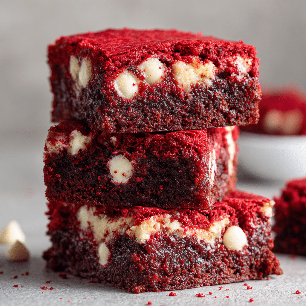Easy Red Velvet Brownies Recipe for Every Occasion 6 Fudgy Red Velvet Brownies with White Chocolate Chips