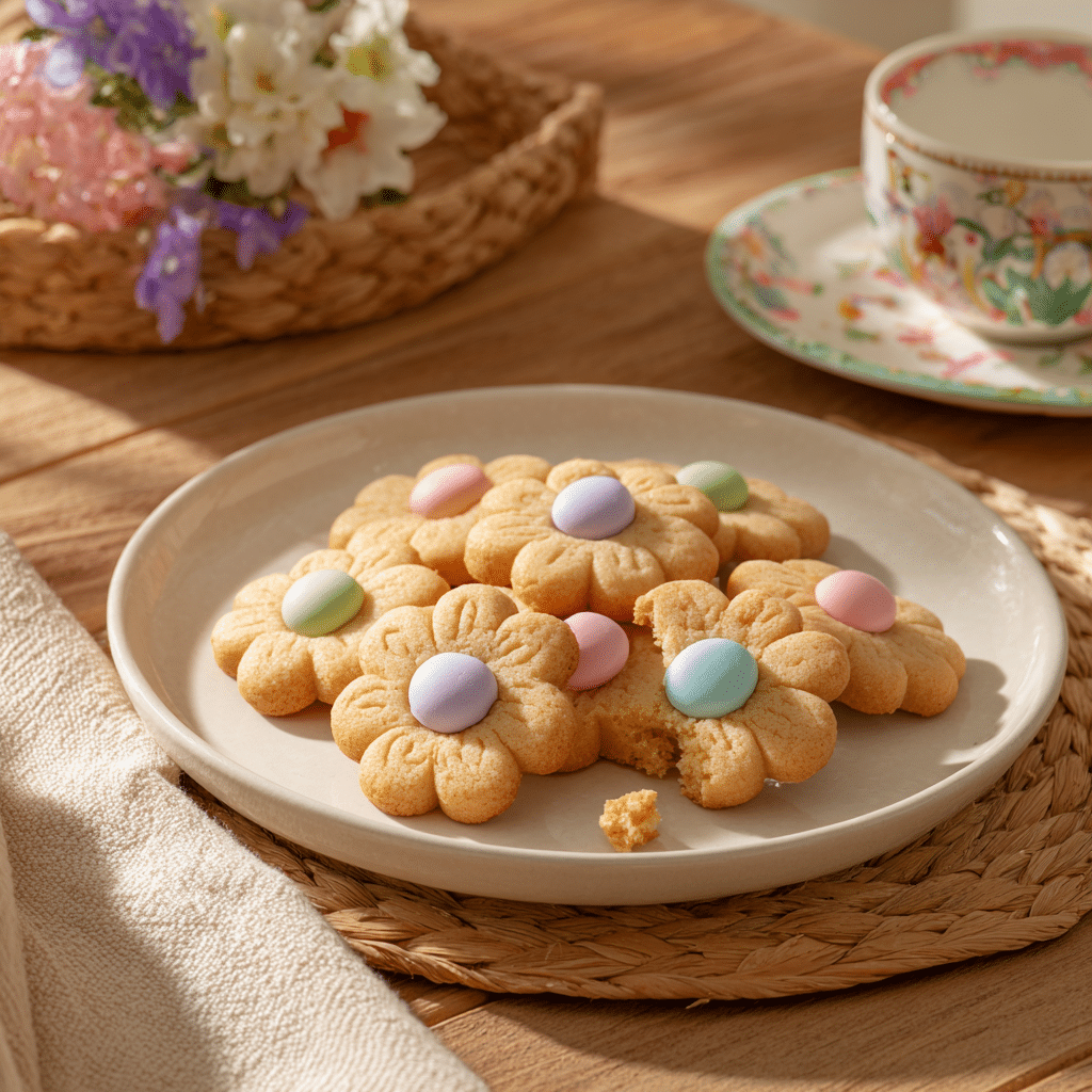Easy Spring Shortbread Cookies Recipe | Perfect for Easter & Mother’s Day 5 Spring Flower Shortbread Cookies decorated with vibrant floral patterns