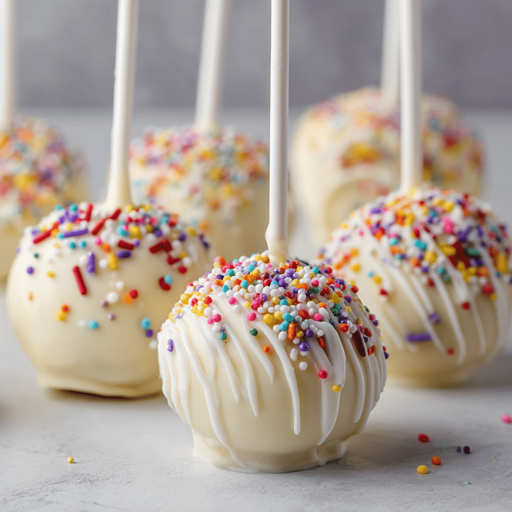 Starbucks Copycat Birthday Cake Pops 5 Starbucks copycat birthday cake pops decorated in colorful sprinkles