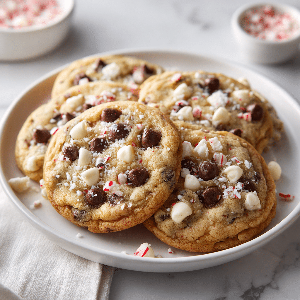 Easy Winter Wonderland Chocolate Chip Cookies – A Holiday Baking Delight 5 Delicious Winter Wonderland chocolate chip cookies on a festive table