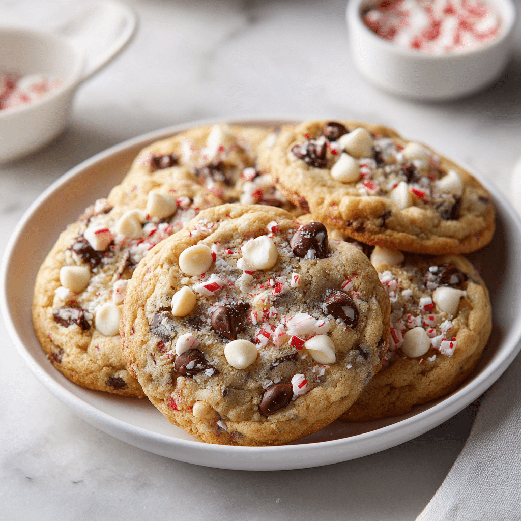 Easy Winter Wonderland Chocolate Chip Cookies – A Holiday Baking Delight 6 Delicious Winter Wonderland chocolate chip cookies on a festive table