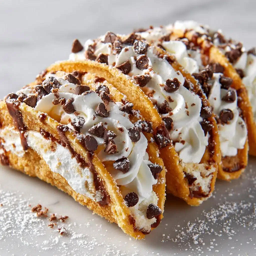 Easy Cheesecake Cookie Dough Tacos 4 Easy cheesecake tacos filled with cookie dough topping on a plate