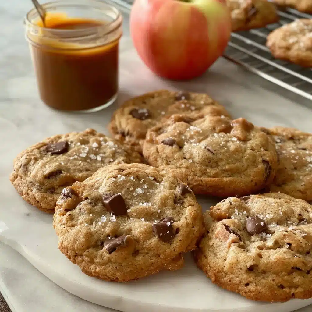 Indulgent Brown Butter Sourdough Apple Cider Cookies 4 Indulgent brown butter sourdough apple cider cookies on a rustic wooden table