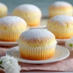 Japanese Cotton Cheesecake Cupcakes 7 Fluffy Japanese Cotton Cheesecake Cupcakes topped with cream and fruit