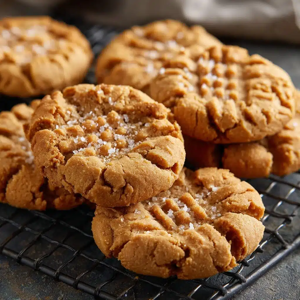 Classic Peanut Butter Cookies ā Simple, Delicious & Irresistible 4 Freshly baked peanut butter cookies on a cooling rack