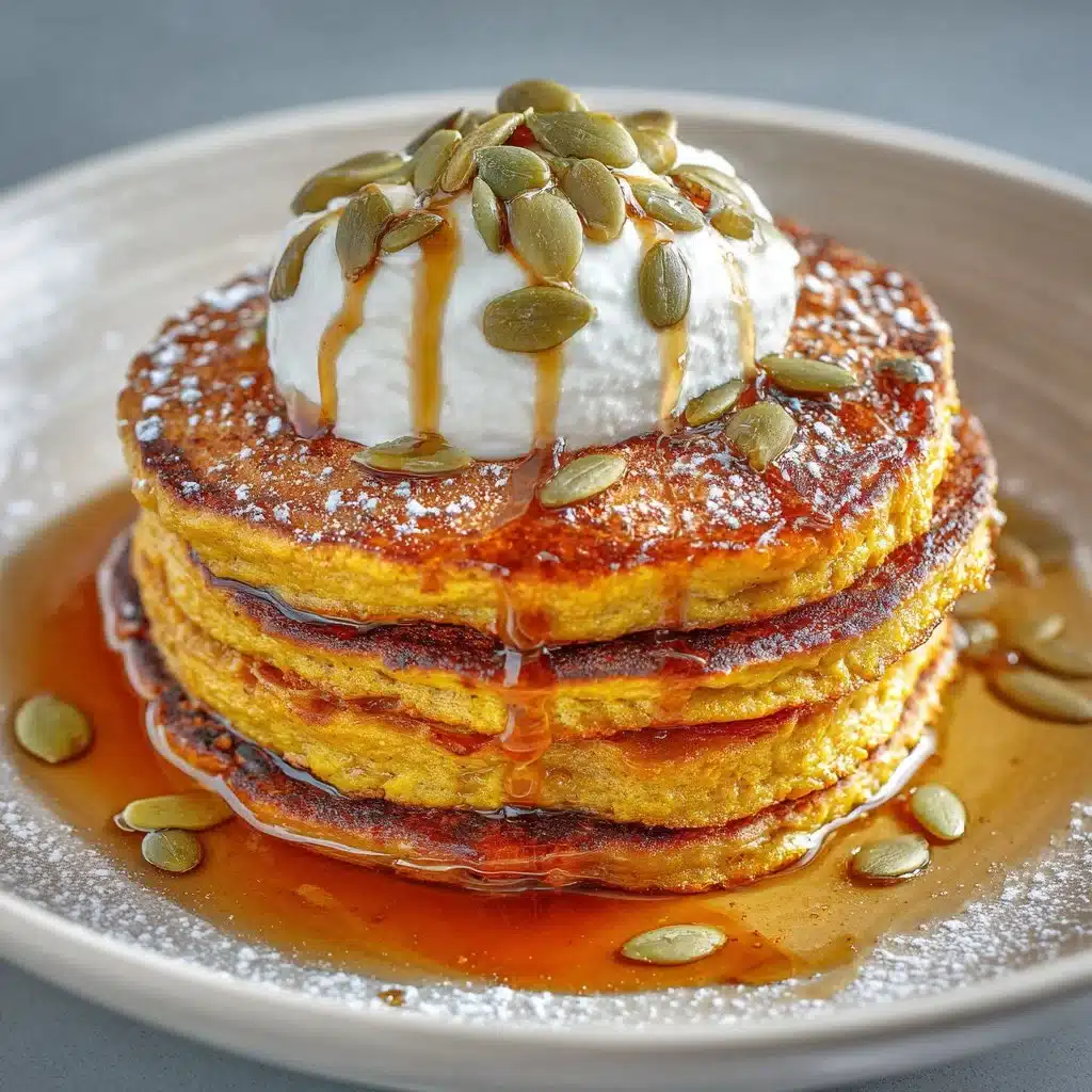 Easy Pumpkin Spice Cottage Cheese Pancakes – A Fall Breakfast Favorite 10 Delicious pumpkin spice cottage cheese pancakes stacked on a plate