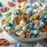 Snow Day Snack Mix in white bowl