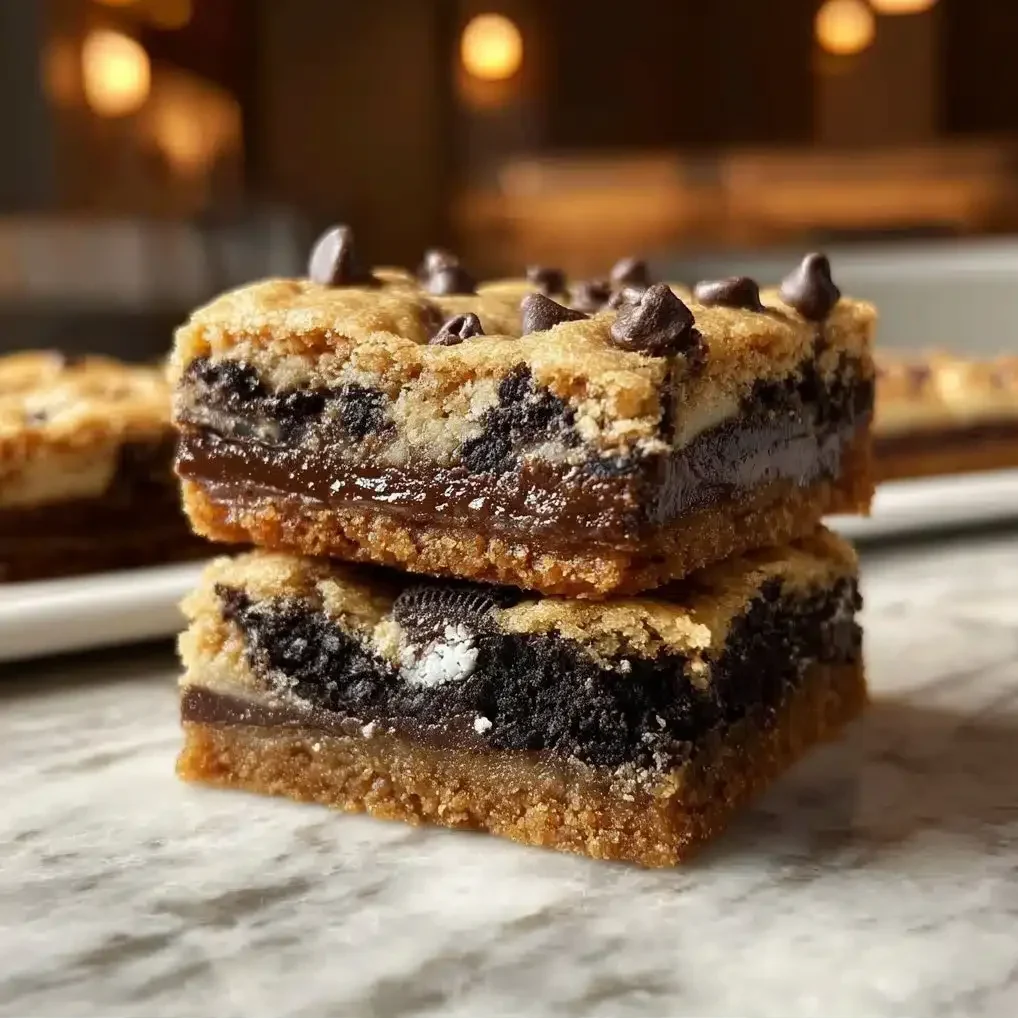 Triple-Layer Brownies – Indulgent Dessert with Cookie Dough & Oreos 9 Delicious triple layer treat with chocolate, vanilla, and strawberry flavors.
