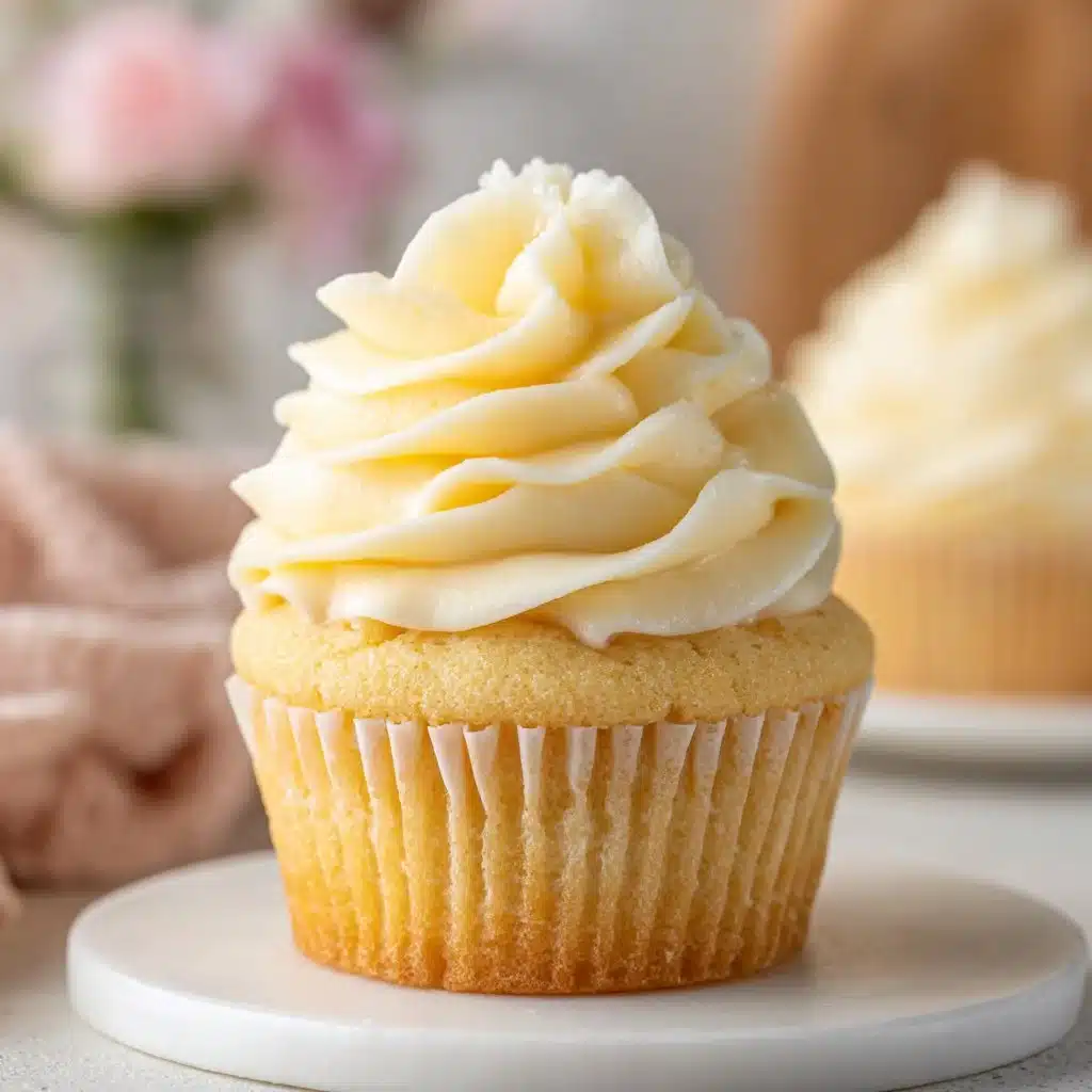 Vanilla Cupcakes – Soft, Fluffy & Perfect for Every Occasion 4 Delicious vanilla cupcakes topped with creamy frosting and sprinkles