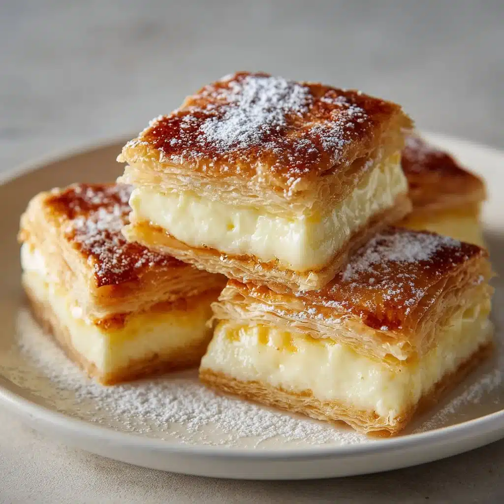 Vanilla Custard Cream Squares dessert on a plate