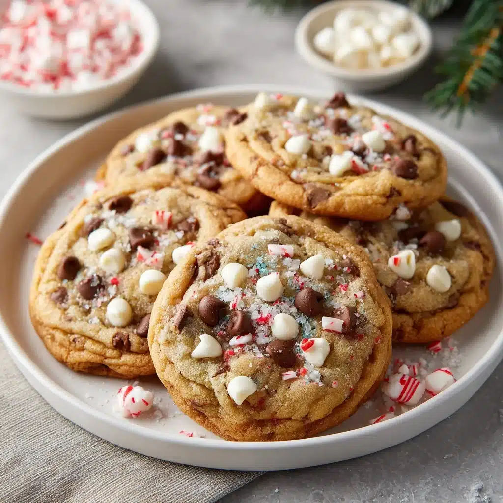 Easy Winter Wonderland Chocolate Chip Cookies – A Holiday Baking Delight 5 Delicious Winter Wonderland chocolate chip cookies on a festive table