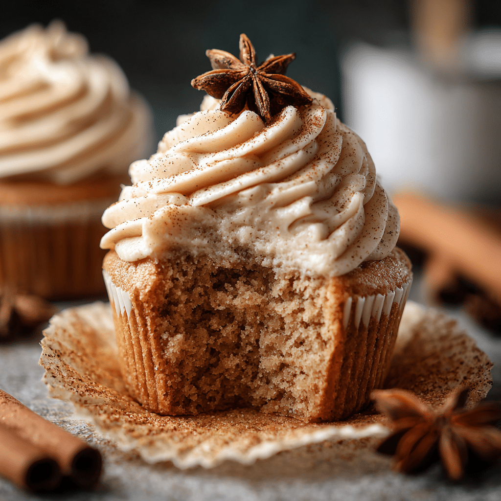 Sourdough Chai Cupcakes – Irresistibly Spiced & Perfectly Moist Treats 5 Freshly baked sourdough chai cupcakes with spices and frosting