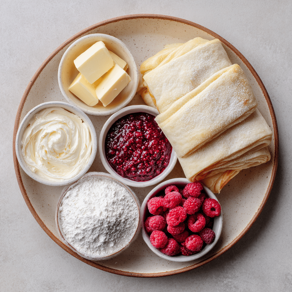 Sourdough Discard Raspberry Cream Cheese Danish ingredients 