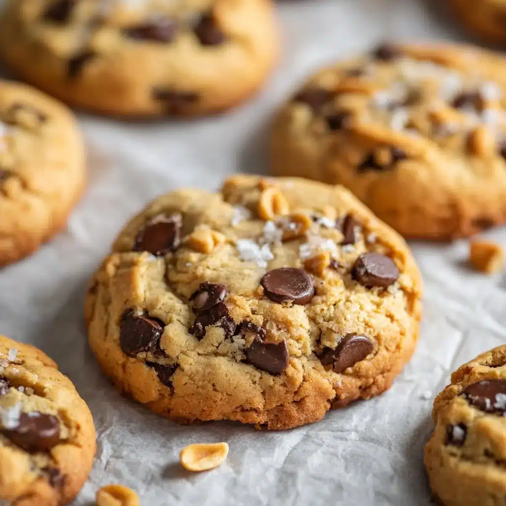 Best Soft Peanut Butter Chocolate Chip Cookies Recipe 3 Deliciously soft peanut butter chocolate chip cookies on a cooling rack