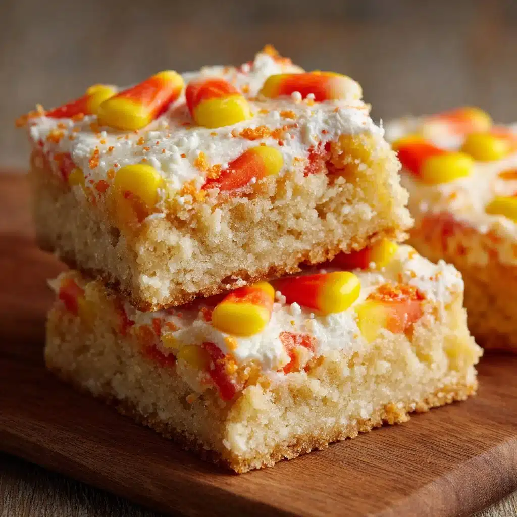 Candy Corn Cookie Bars Recipe: A Fun Fall Treat to Delight Your Taste Buds 3 Delicious candy corn cookie bars with vibrant colors and festive Halloween decor