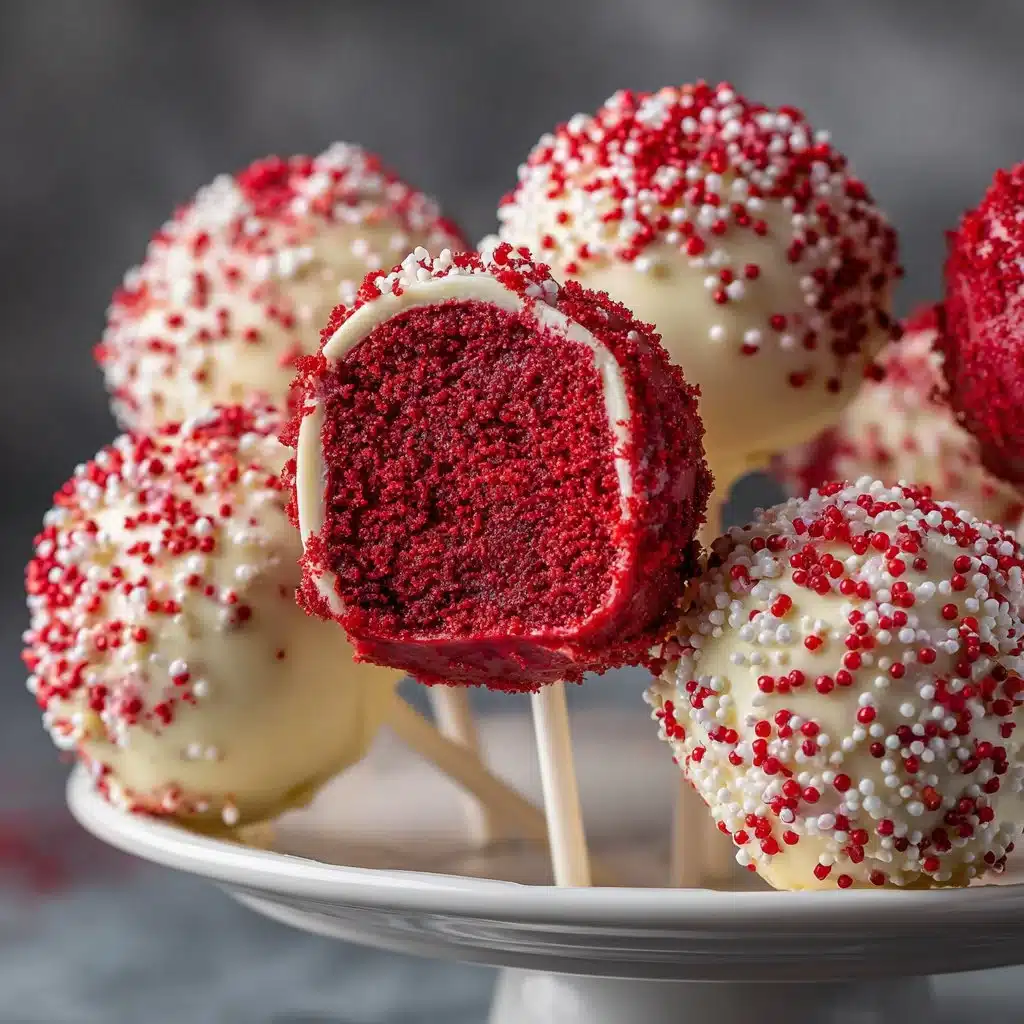 Delicious Red Velvet Cake Pops: A Perfect Sweet Treat 3 Delicious red velvet cake pops on a decorative plate