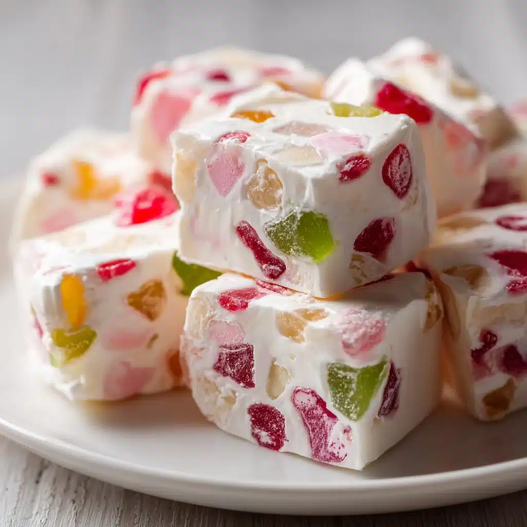 Colorful and chewy Gumdrop Nougat Candy with vibrant gumdrops
