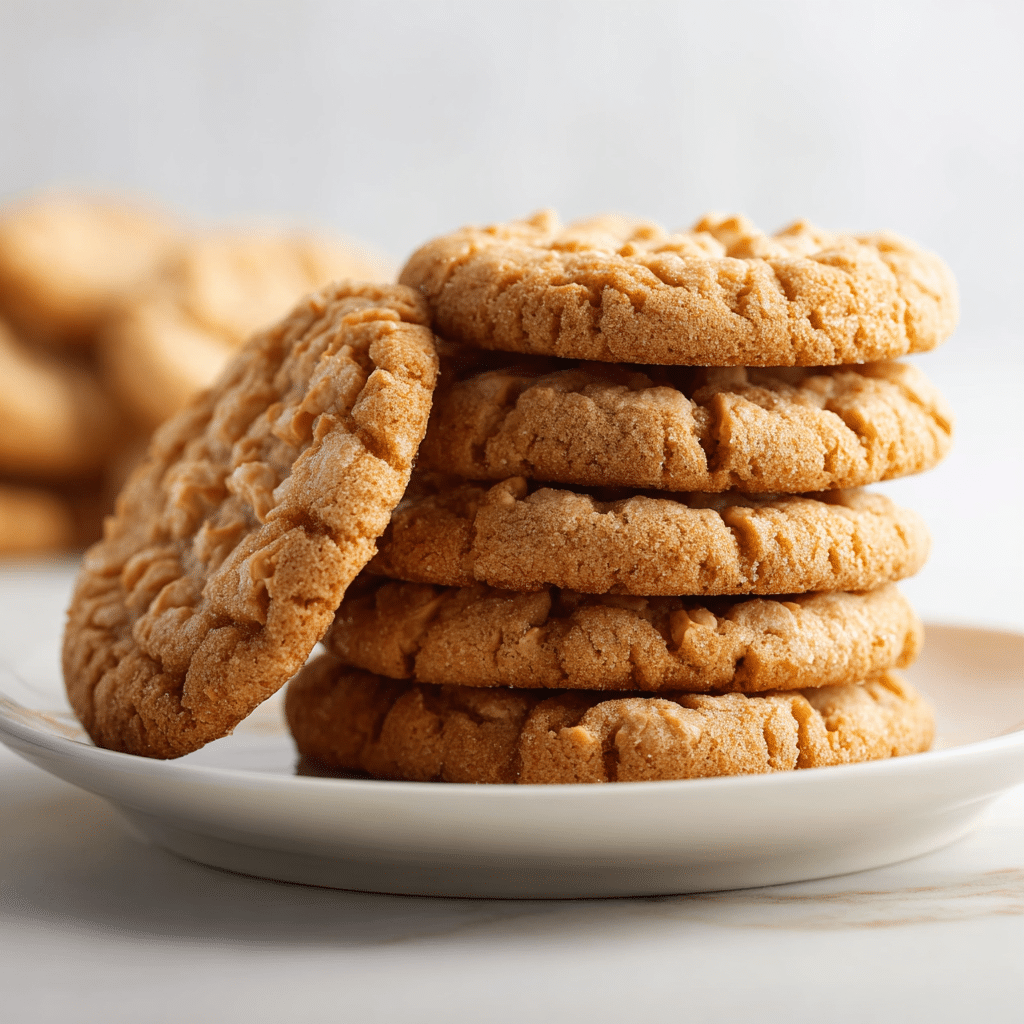 Chewy Healthy Peanut Butter Cookies – Guilt-Free Delight 5 Healthy peanut butter cookies on a plate, perfect for a guilt-free snack.