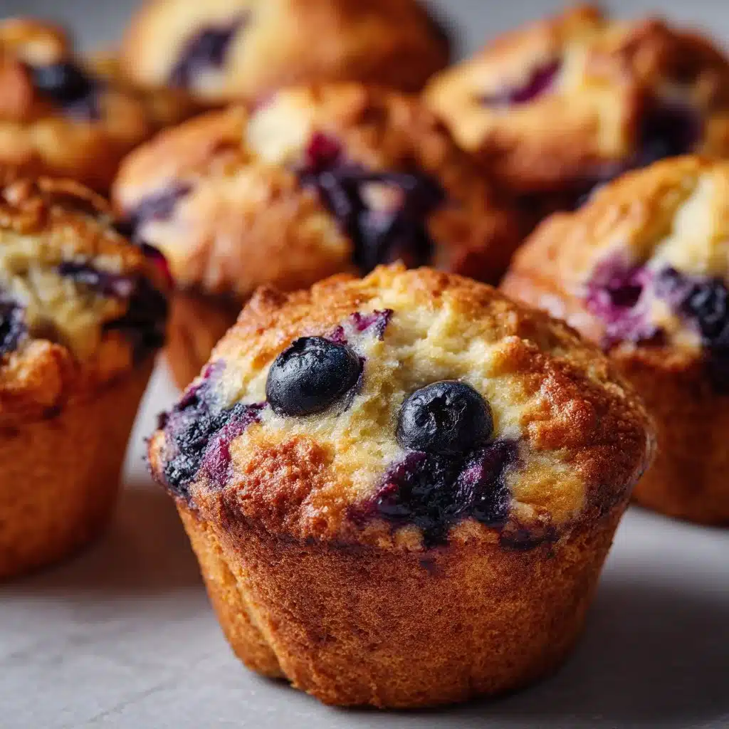 Heavenly Homemade Blueberry Protein Muffins to Brighten Your Day 3 Freshly baked homemade blueberry muffins on a cooling rack