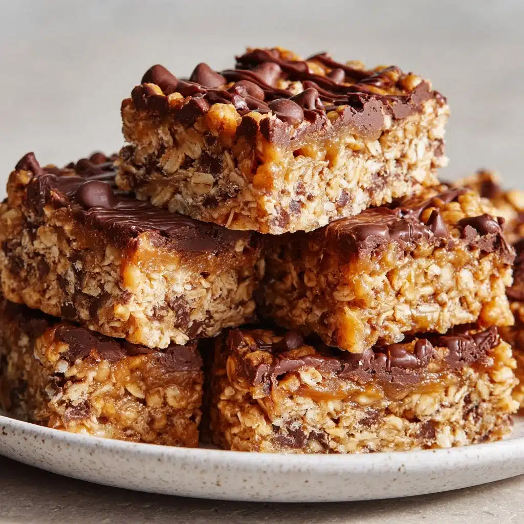 Delicious homemade easy cereal bars stacked on a plate