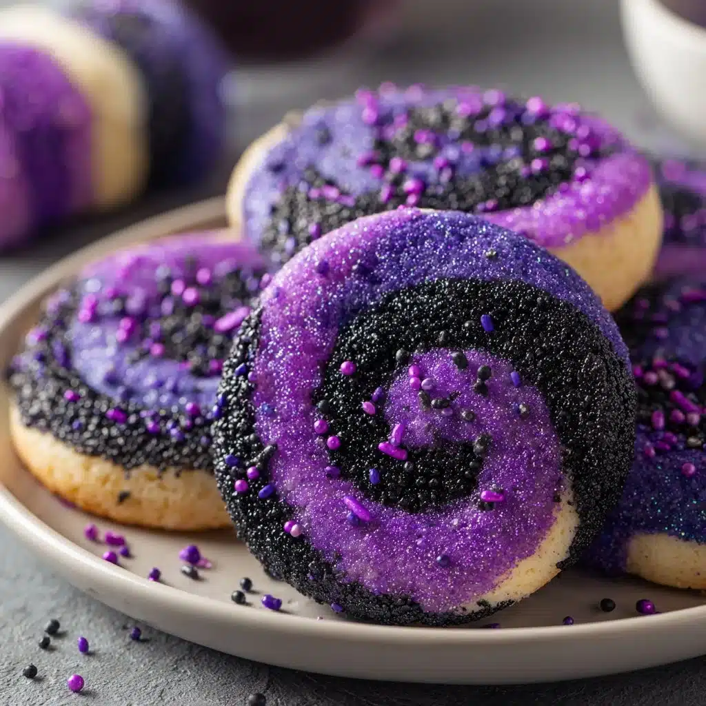 Magical Spiral Cookies: A Whimsical Treat for All Occasions 3 Delicious spiral cookies with colorful swirls on a wooden platter