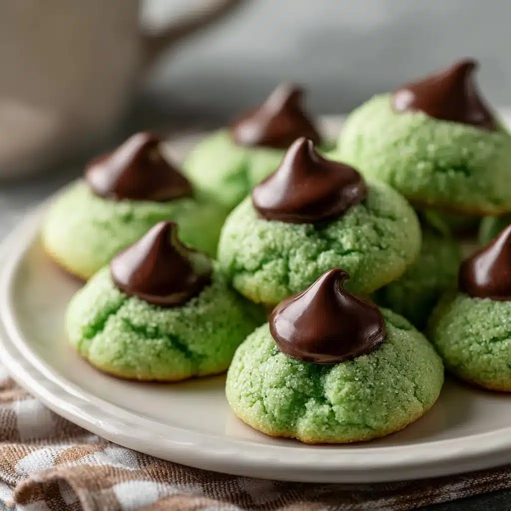 Indulge in Mint Chocolate Blossom Cookies: A Delightful Treat 3 Mint Chocolate Blossom Cookies topped with chocolate and mint sprinkles