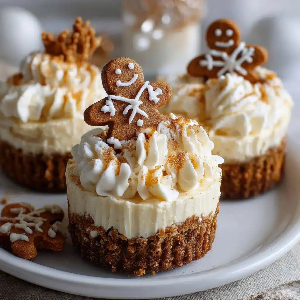 Indulge in No-Bake Gingerbread Cheesecake Cups Delight 3 No-Bake Gingerbread Cheesecake Cups topped with gingerbread crumbs
