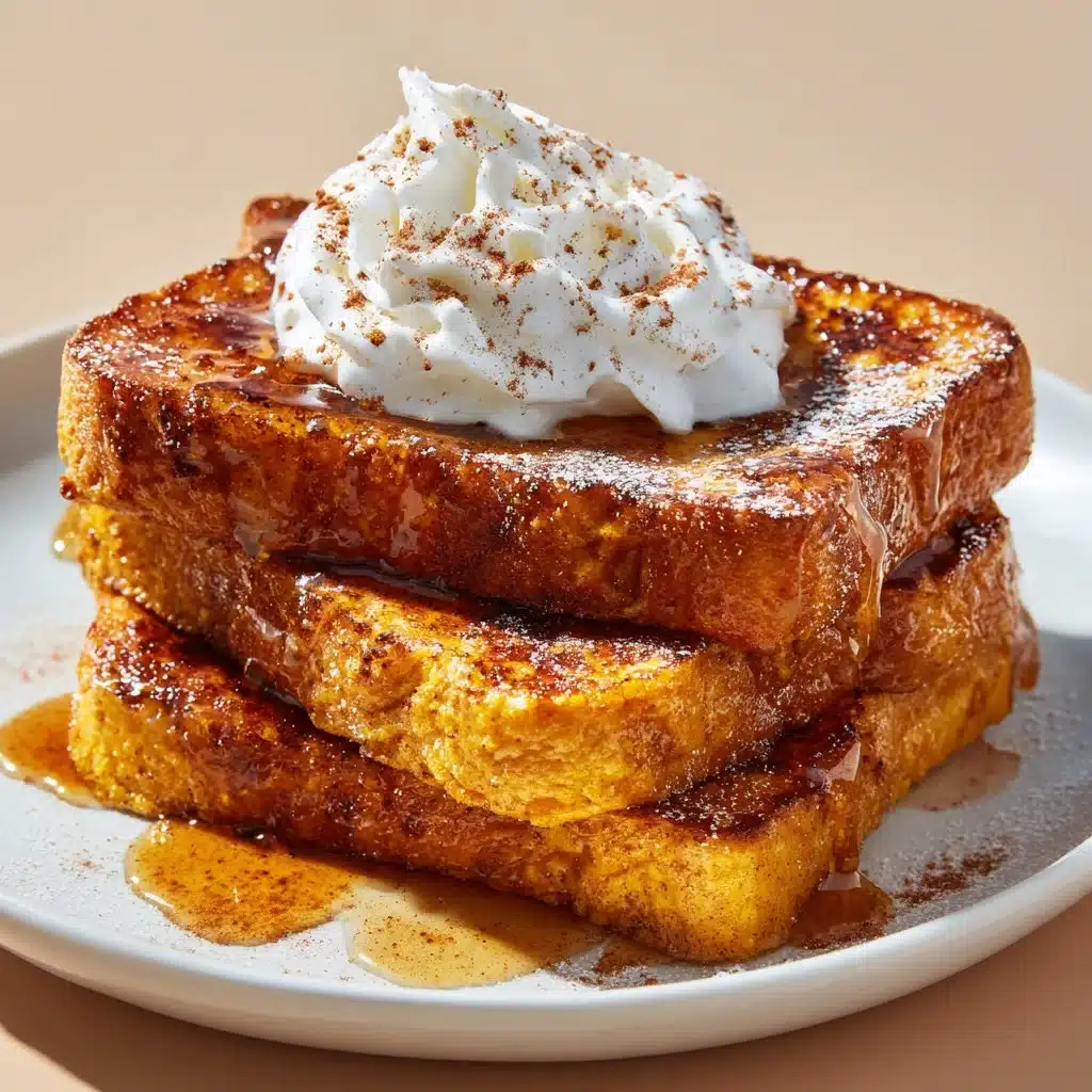 Delightful Pumpkin French Toast Recipe for Cozy Mornings 3 Pumpkin French Toast topped with syrup and whipped cream on a plate