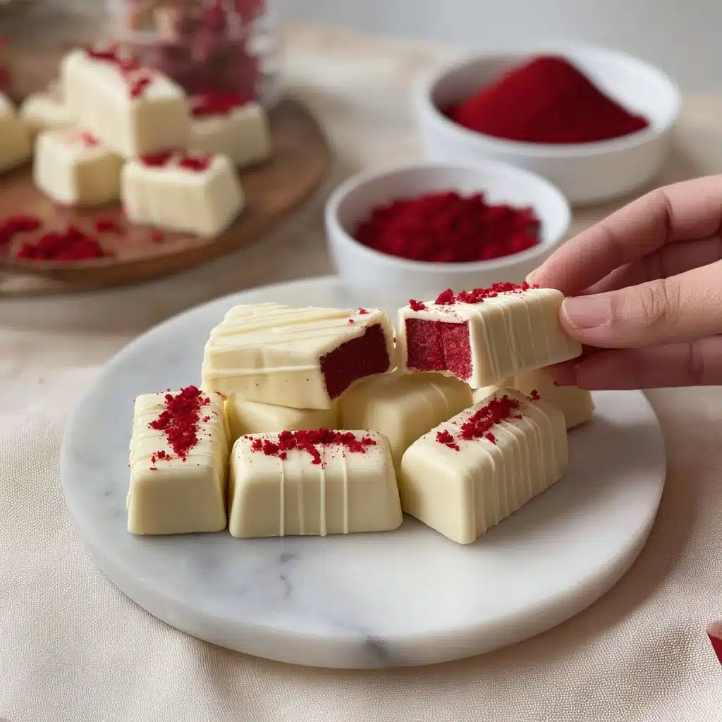 Delicious red velvet chocolate bars topped with cream cheese frosting.