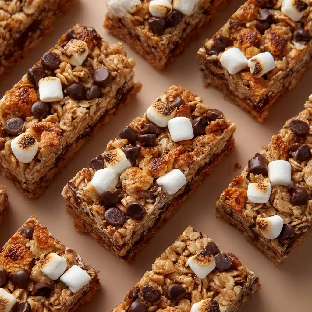 Delightful S'mores Granola Bars: A Sweet Treat to Enjoy Anytime 4 Delicious S'mores Granola Bars with chocolate and marshmallow