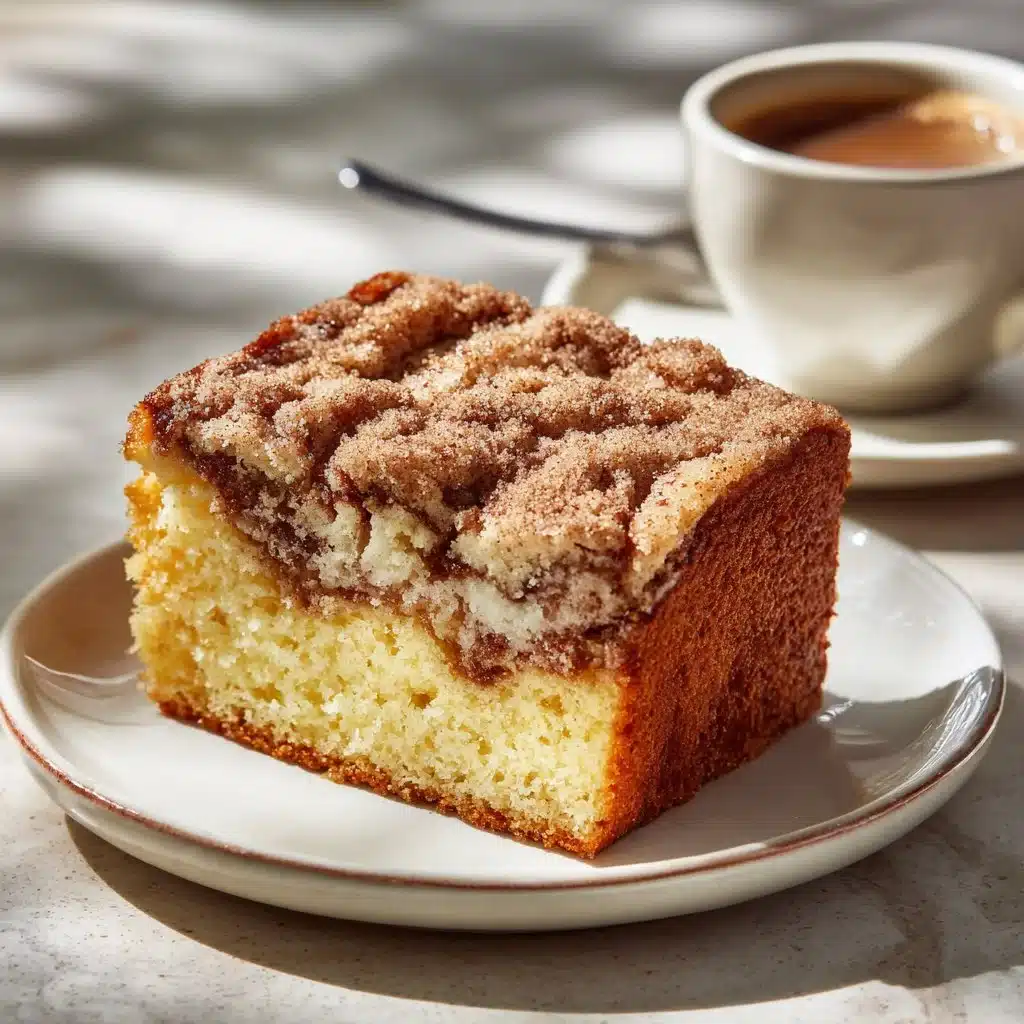 Whip Up Delight with Sourdough Discard Coffee Cake Today! 4 Slice of sourdough discard coffee cake on a plate with coffee