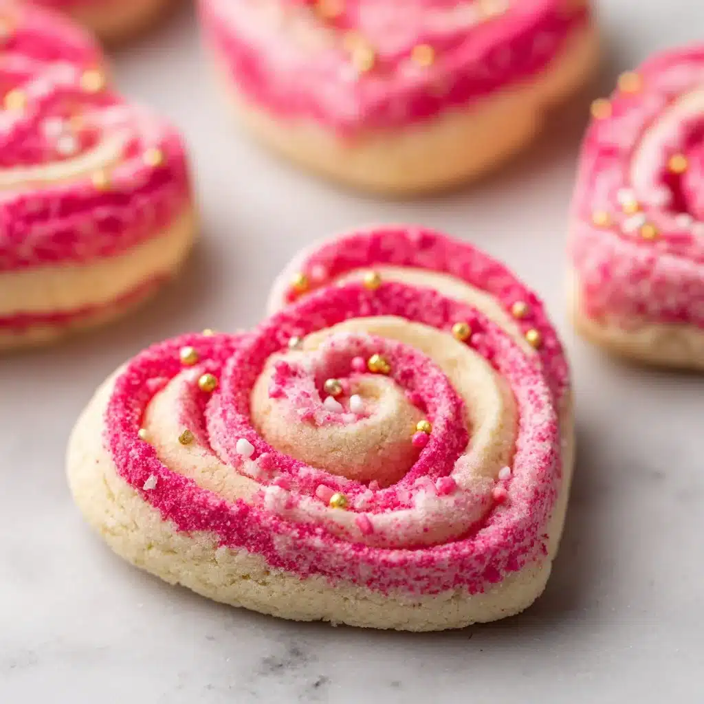 Sweet Valentine’s Day Swirl Cookies: A Festive Treat to Cherish 3 Colorful Valentine's Day swirl cookies decorated with heart patterns.