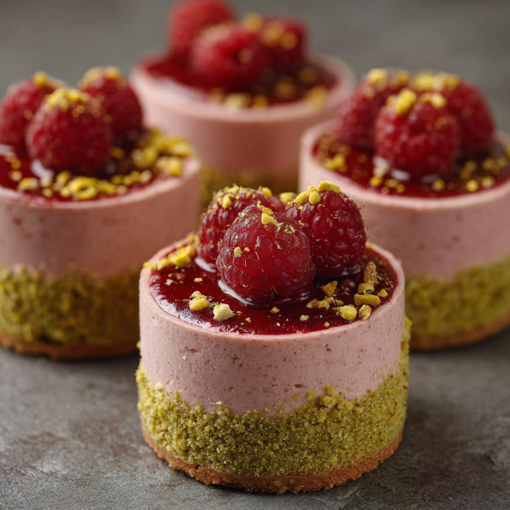 Raspberry Pistachio Mousse Cakes
