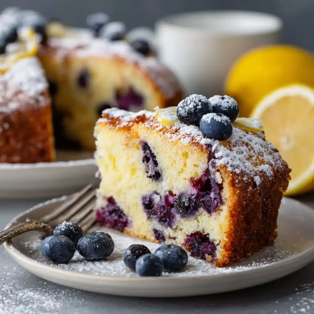Delicious Lemon Blueberry Cake with fresh blueberries and a zesty lemon glaze