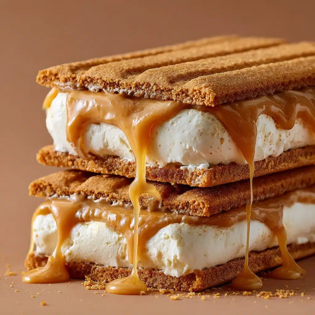 Delicious Biscoff ice cream sandwiches with cookies and creamy filling