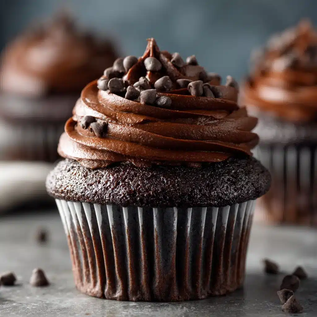 Delicious Black Bottom Cupcakes with a creamy cheesecake filling and chocolate topping.