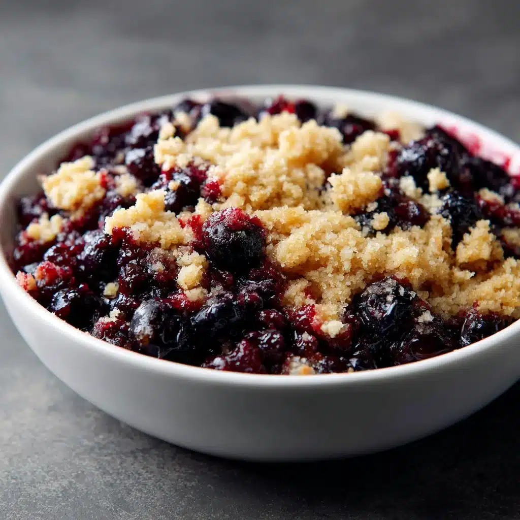 Delicious homemade blueberry crisp with fresh blueberries and crunchy topping
