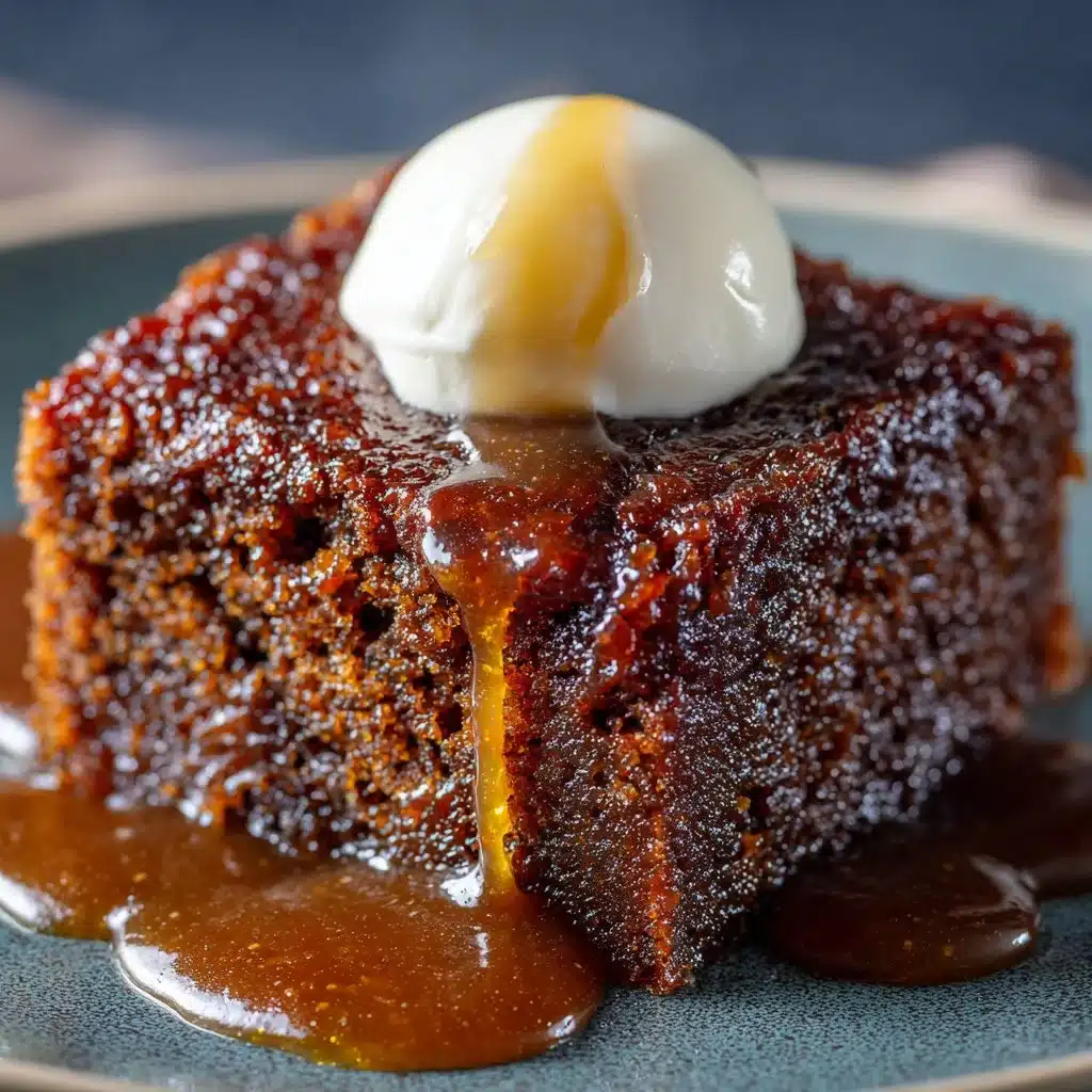 Delicious classic sticky toffee pudding served with warm toffee sauce