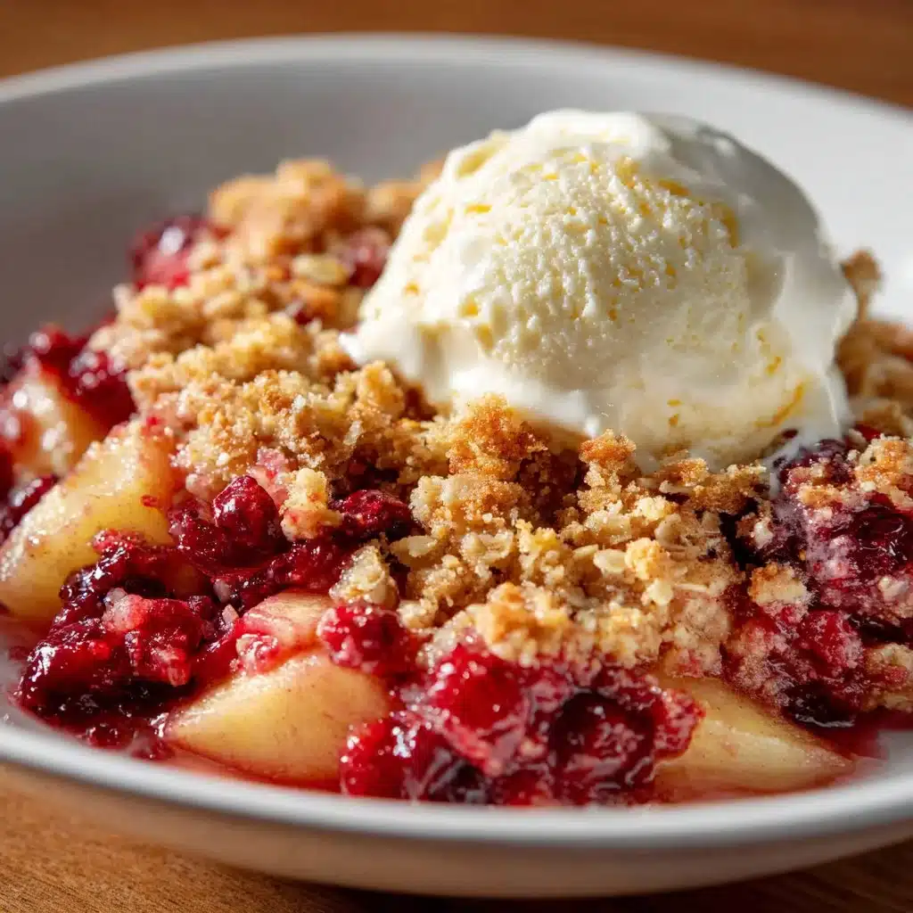 Delicious homemade Cranberry Apple Crisp dessert with oats and cranberries