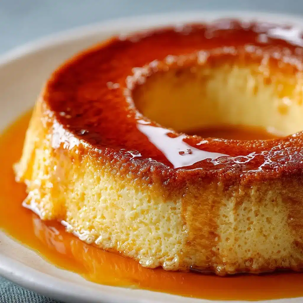 Delicious Cuban Flan dessert with caramel topping on a plate