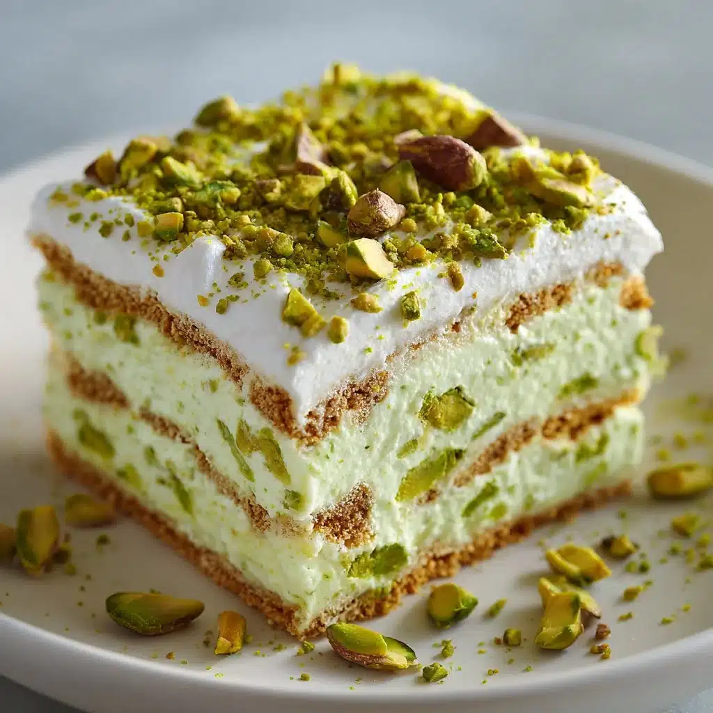Easy No Bake Pistachio Icebox Cake Recipe 3 Delicious easy no-bake pistachio icebox cake topped with whipped cream and nuts