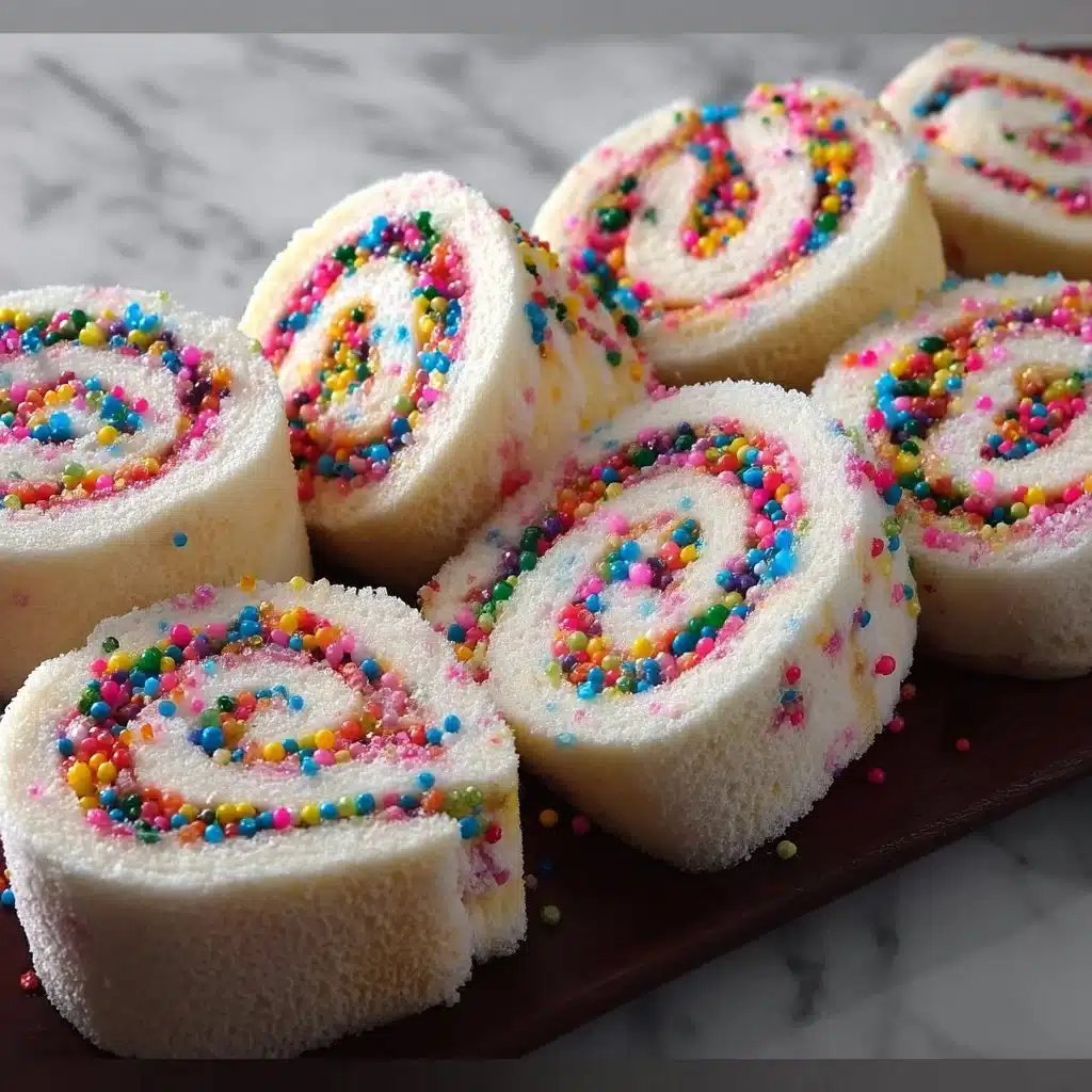 Colorful Fairy Bread Rolls topped with sprinkles on a plate