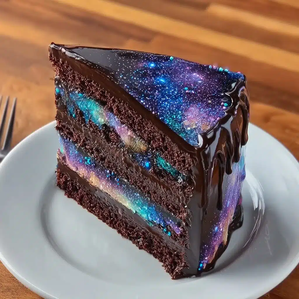 Create a Stunning Galaxy Mirror Glaze Cake at Home 3 Stunning Galaxy Mirror Glaze Cake with vibrant colors and a glossy finish.