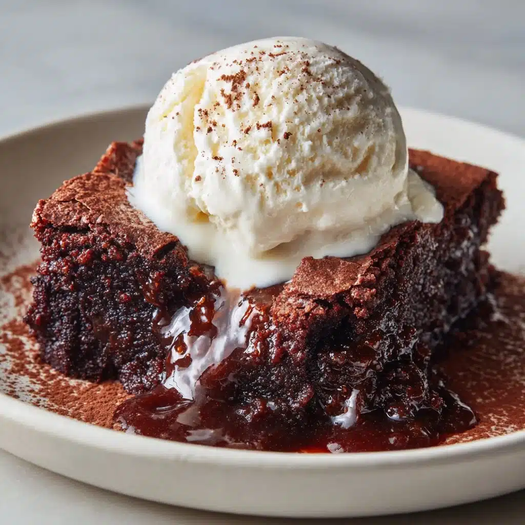 Delicious chocolate brownie pudding served in a bowl with a spoon